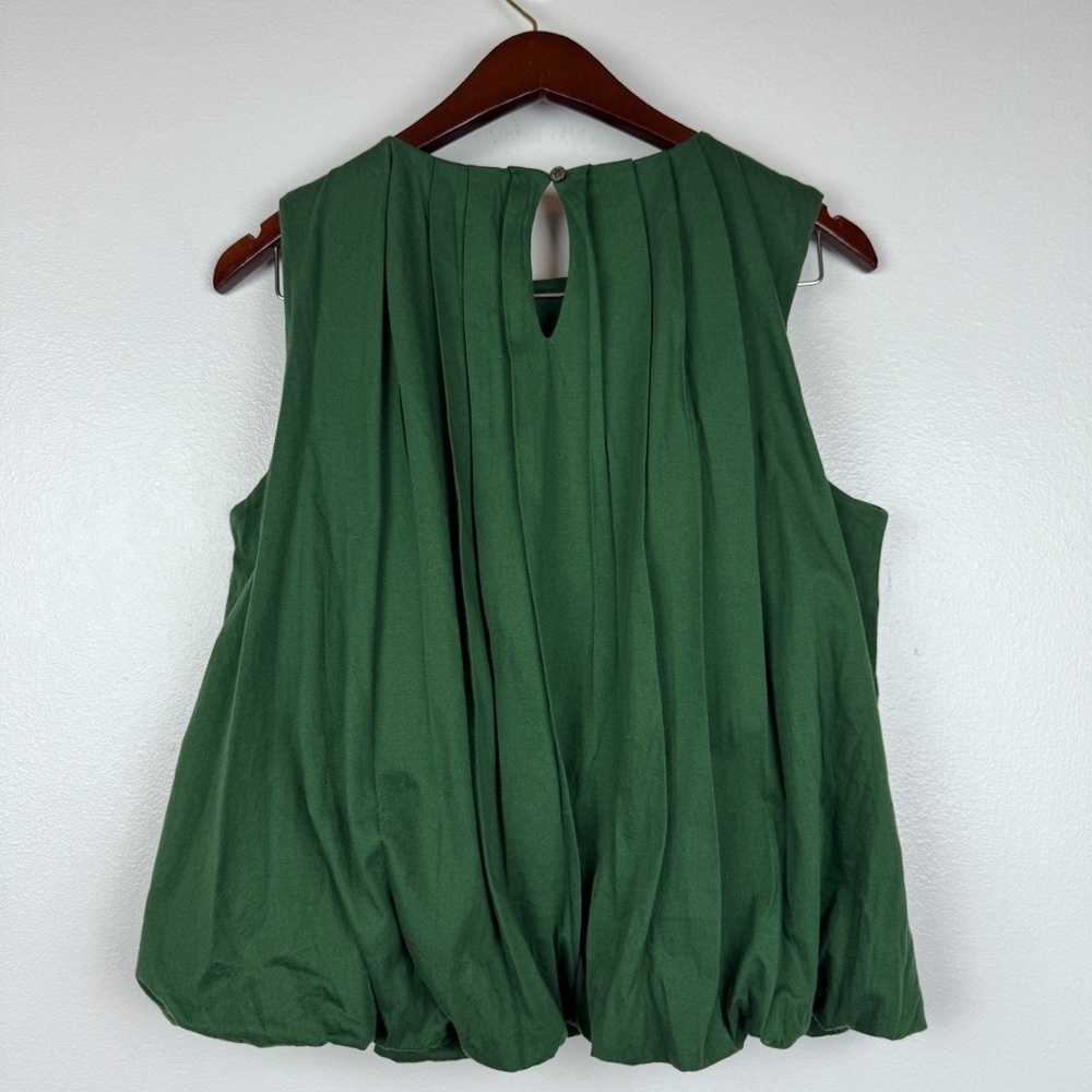 Madewell Sleeveless Crewneck Lightweight Jersey Bubble Hem Top Green Size XS NWT - Picture 6 of 8